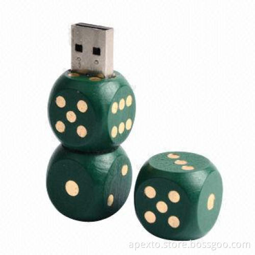 Wooden Dice USB Flash Disk with Up to 32GB Memory Capacity and Plug-and-play Function
